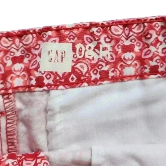 Gap Print Summer Shorts Red  White Tile Chino Preppy Women's size 8 Petite - Picture 6 of 11